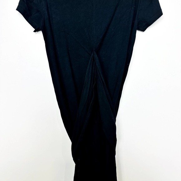 Monrow NWOT Crew Neck Short Sleeve Pocket Tee Dress Slit Tie Black Size Small - Picture 6 of 8